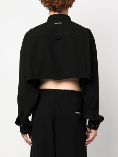 Shop Société Anonyme Number-embroidered Cropped Shirt In Black