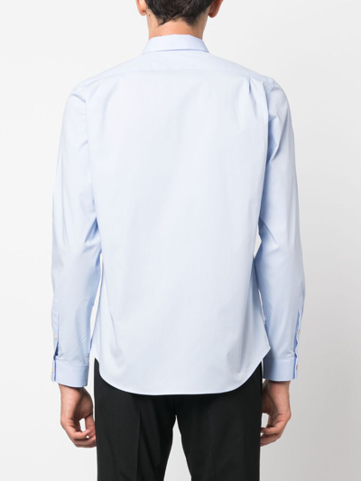 Ps By Paul Smith Logo-embroidered Cotton Shirt In Blue