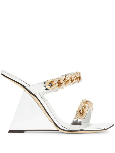 Shop Giuseppe Zanotti Berenicee Chain 105mm Sandals In Silver