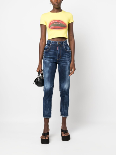 Shop Dsquared2 High-waist Cropped Jeans In Blue