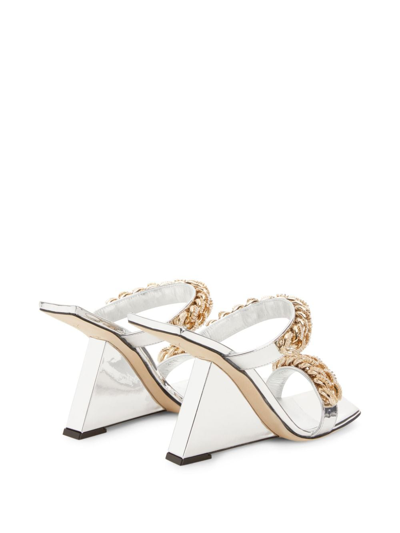 Shop Giuseppe Zanotti Berenicee Chain 105mm Sandals In Silver