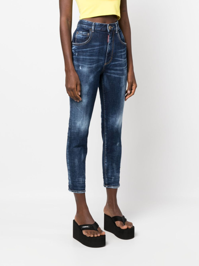 Shop Dsquared2 High-waist Cropped Jeans In Blue