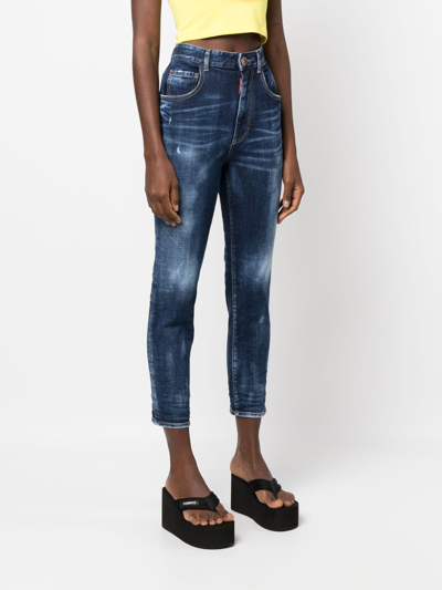 Dsquared2 Worn-out Straight-leg Jeans In Blue