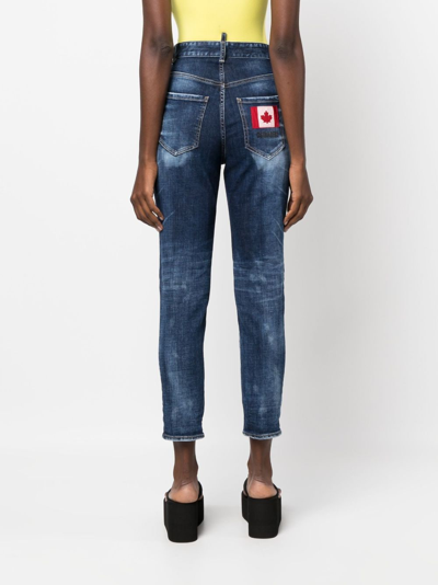 Shop Dsquared2 High-waist Cropped Jeans In Blue