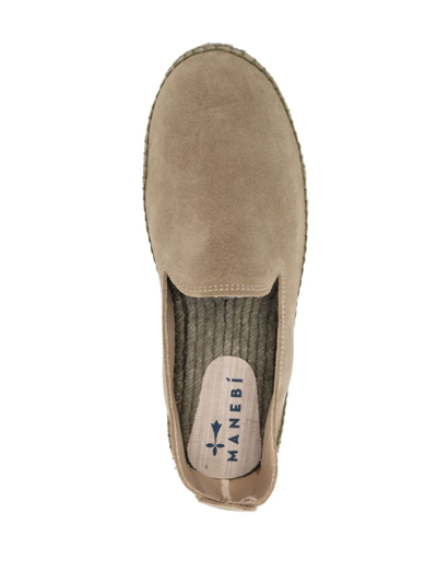 Manebi Flat Suede Espadrilles In Green