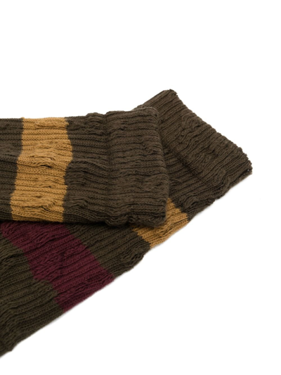 Shop Golden Goose Striped Knitted Socks In Green