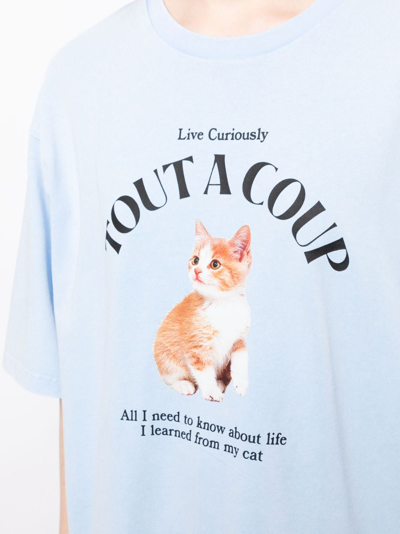 Shop Tout A Coup Logo-print Cotton T-shirt In Blue