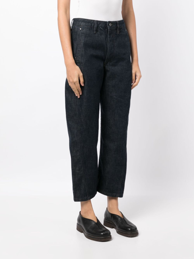 Shop Lemaire High-rise Cropped Jeans In Blue