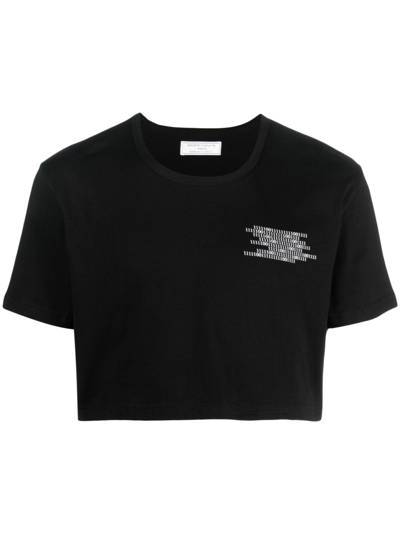 Shop Société Anonyme Number-print Cropped T-shirt In Black