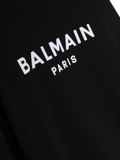 Shop Balmain Logo-print Cotton Sweatshirt In Black