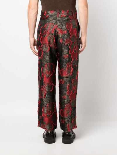 Shop Henrik Vibskov Embroidered-design Pleated Trousers In Brown
