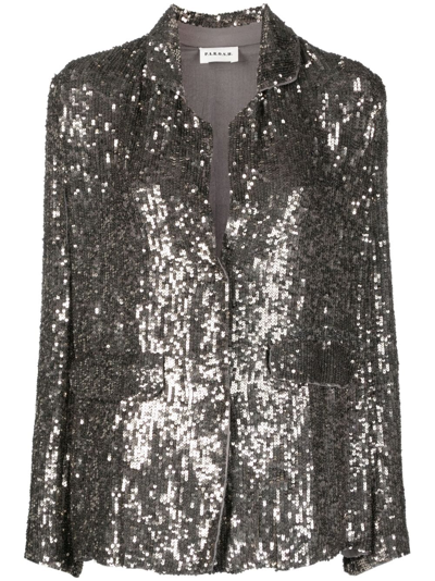 Shop P.a.r.o.s.h Giacca Sequined Single-breasted Blazer In Grey