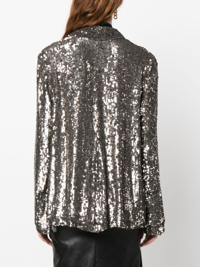 Shop P.a.r.o.s.h Giacca Sequined Single-breasted Blazer In Grey