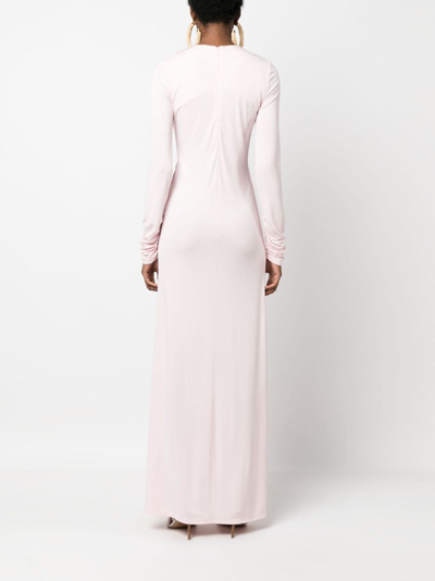 Shop Christopher Esber Arced Palm Long-sleeved Dress In Pink
