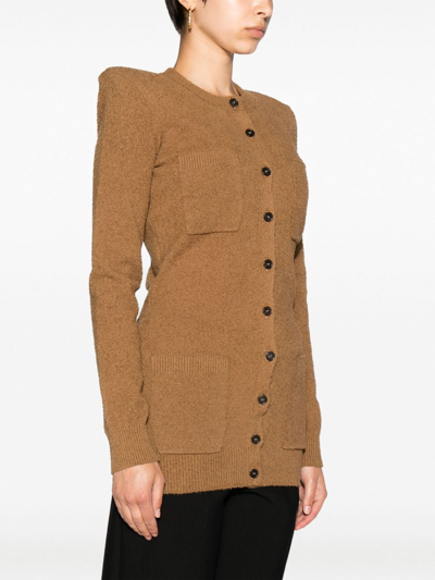 Shop Wardrobe.nyc Shoulder Padded Buttoned Cardigan In Brown