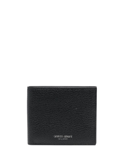 Shop Giorgio Armani Grained-textured Leather Wallet In Black