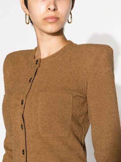 Shop Wardrobe.nyc Shoulder Padded Buttoned Cardigan In Brown