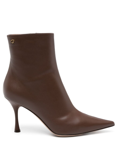 Shop Gianvito Rossi Dunn 85mm Leather Boots In Brown