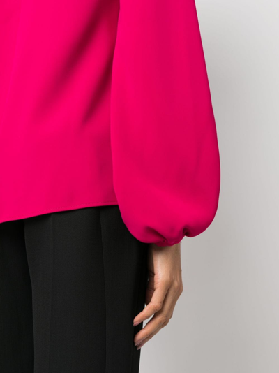 Shop P.a.r.o.s.h Bishop Sleeves Round-neck Blouse In Pink