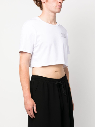 Shop Société Anonyme Number-print Cropped T-shirt In White