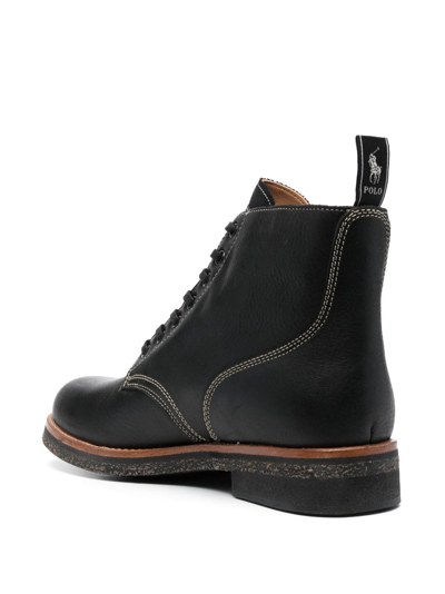 Shop Polo Ralph Lauren Leather Ankle Boots In Black