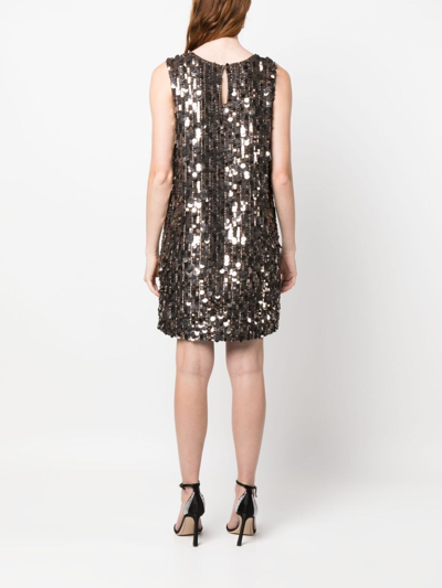 Shop P.a.r.o.s.h Sequined Sleeveless Dress In Brown