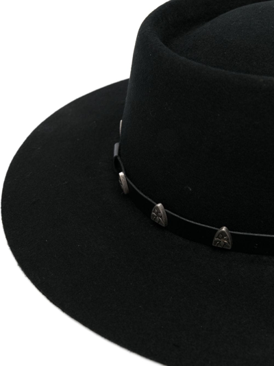 Shop Philipp Plein Stud-embellished Wool Boater Hat In Black