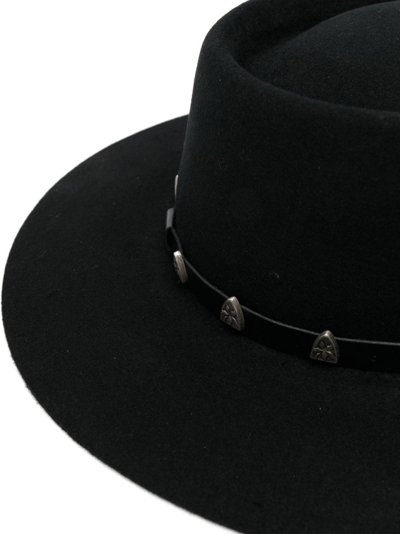 Philipp Plein Stud-embellished Wool Boater Hat In Black