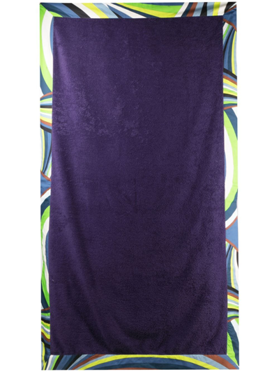 Shop Pucci Iride-print Border Beach Towel In Purple