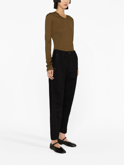 Shop Lemaire Twisted Cropped Jeans In Black