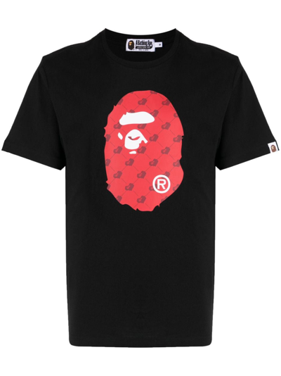 Shop A Bathing Ape Logo-print Cotton T-shirt In Black