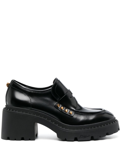 Shop Ash Nelson 80mm Studded Leather Loafers In Black