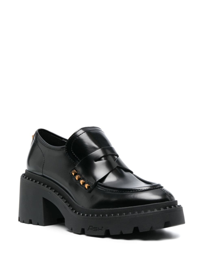Shop Ash Nelson 80mm Studded Leather Loafers In Black