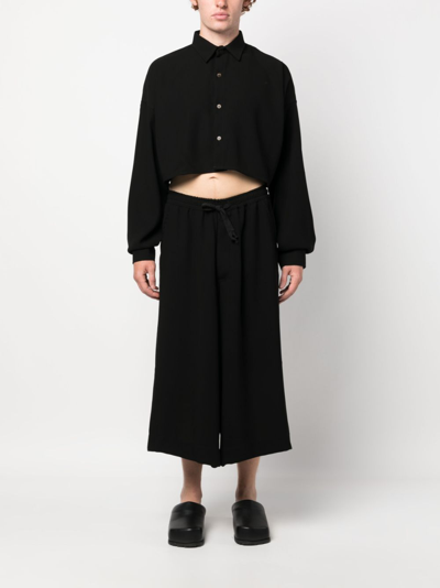 Shop Société Anonyme Number-embroidered Cropped Trousers In Black