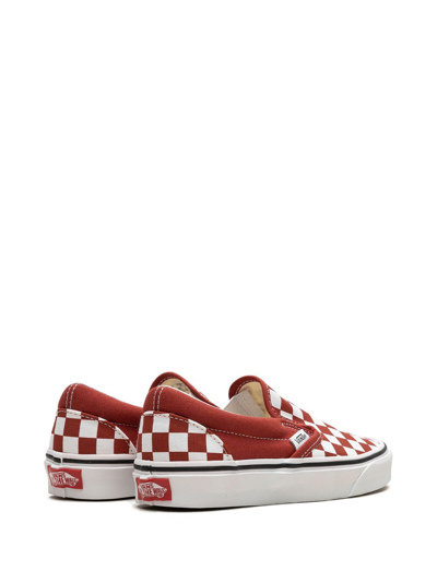 Shop Vans Classic Slip-on "checkerboard" Sneakers In Red
