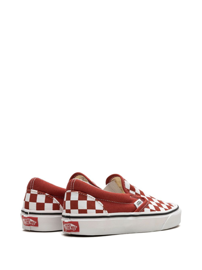 Vans Classic Slip On Checkerboard Low-top Sneakers In Red