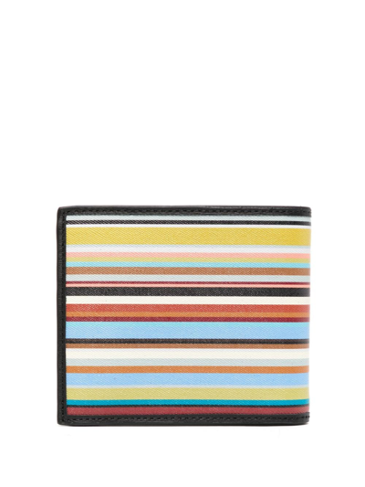 Shop Paul Smith Striped Leather Bi-fold Wallet In Multicolour