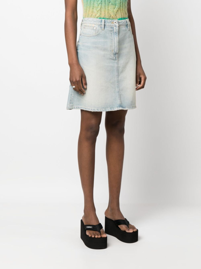 Shop Kenzo Floral-embroidered Denim Skirt In Blue