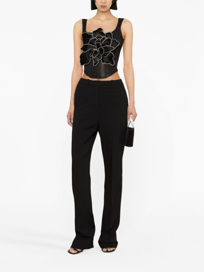 Mach&mach Black Flared Stretch-knit Trousers In Black