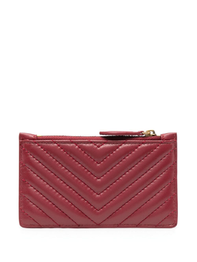 Shop Pinko Love Birds-plaque Leather Cardholder In Red