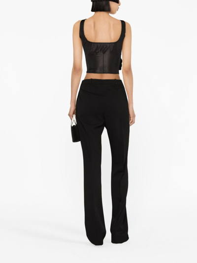 Mach&mach Black Flared Stretch-knit Trousers In Black