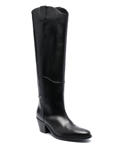 Shop P.a.r.o.s.h 65mm Knee-high Leather Boots In Schwarz