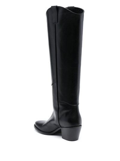 Shop P.a.r.o.s.h 65mm Knee-high Leather Boots In Schwarz