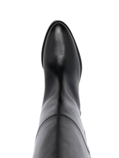 Shop P.a.r.o.s.h 65mm Knee-high Leather Boots In Schwarz