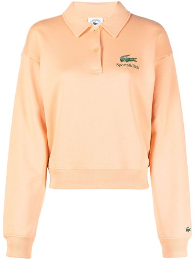 Shop Sporty And Rich Logo-print Cotton Polo Shirt In Orange