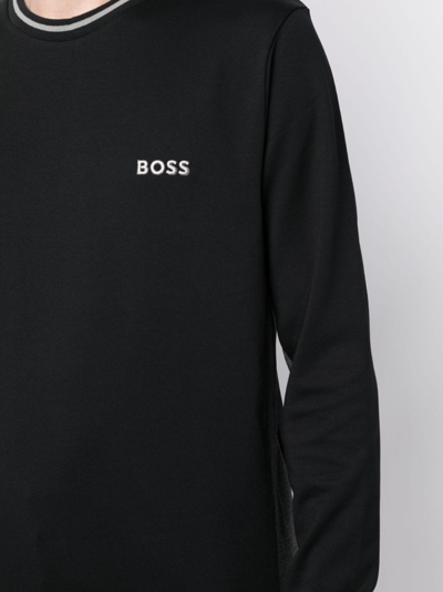 Shop Hugo Boss Logo-embroidered Jersey Sweatshirt In Schwarz