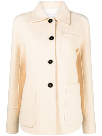 Shop Jil Sander Button-up Wool Shirt Jacket In Nude