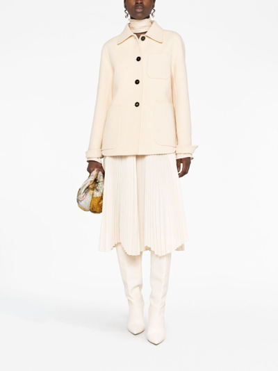 Shop Jil Sander Button-up Wool Shirt Jacket In Nude