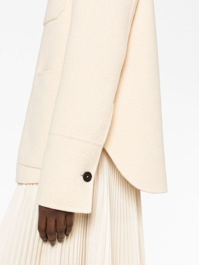 Shop Jil Sander Button-up Wool Shirt Jacket In Nude