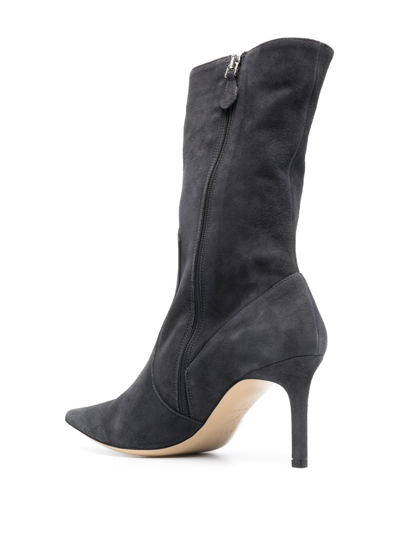 Shop P.a.r.o.s.h Stivale 80mm Suede Ankle Boots In Grau